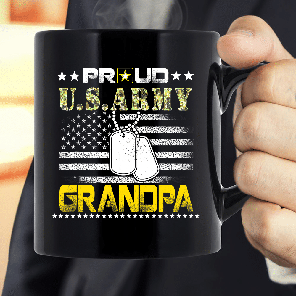 Vintage Proud Grandpa U.S.Army Veteran Flag Gift Mug - ATMTEE