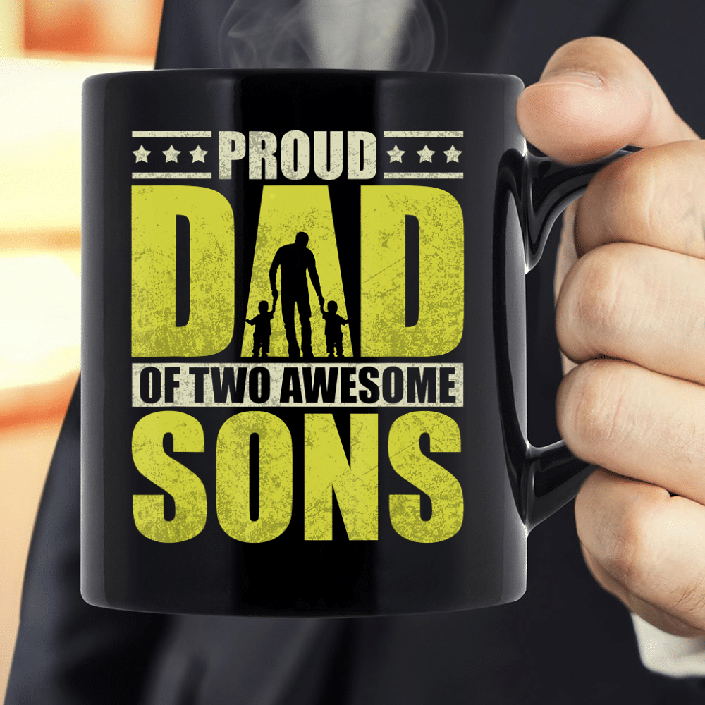 Proud Father Two Sons Dad Daddy Father's Day Mug - ATMTEE