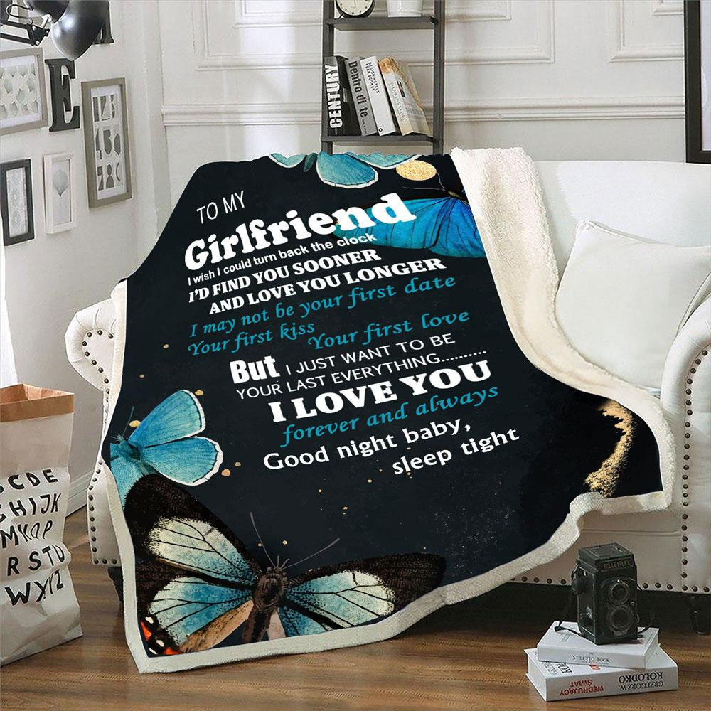To My Girlfriend I Wish I Could Turn Back The Clock, I Love You Fleece Blanket - ATMTEE