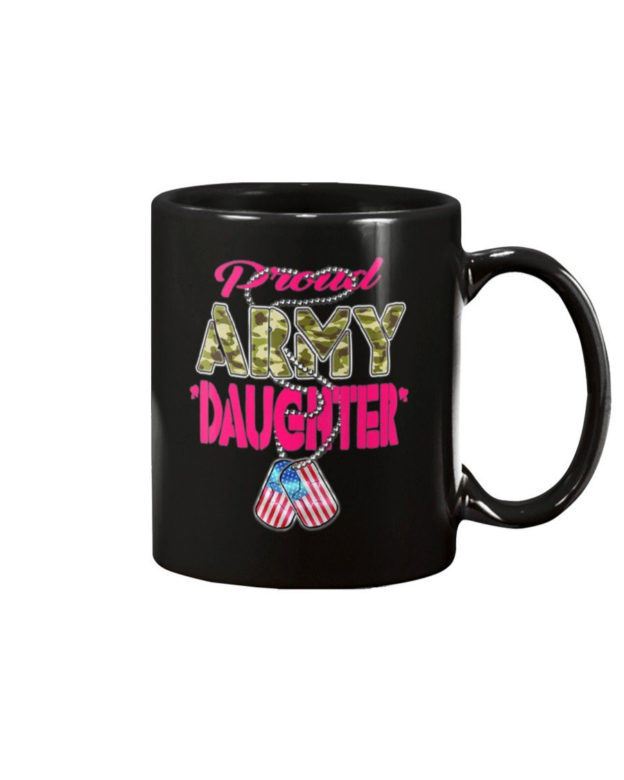 Proud Army Daughter Camo US Flag Dog Tag Military Mug - ATMTEE