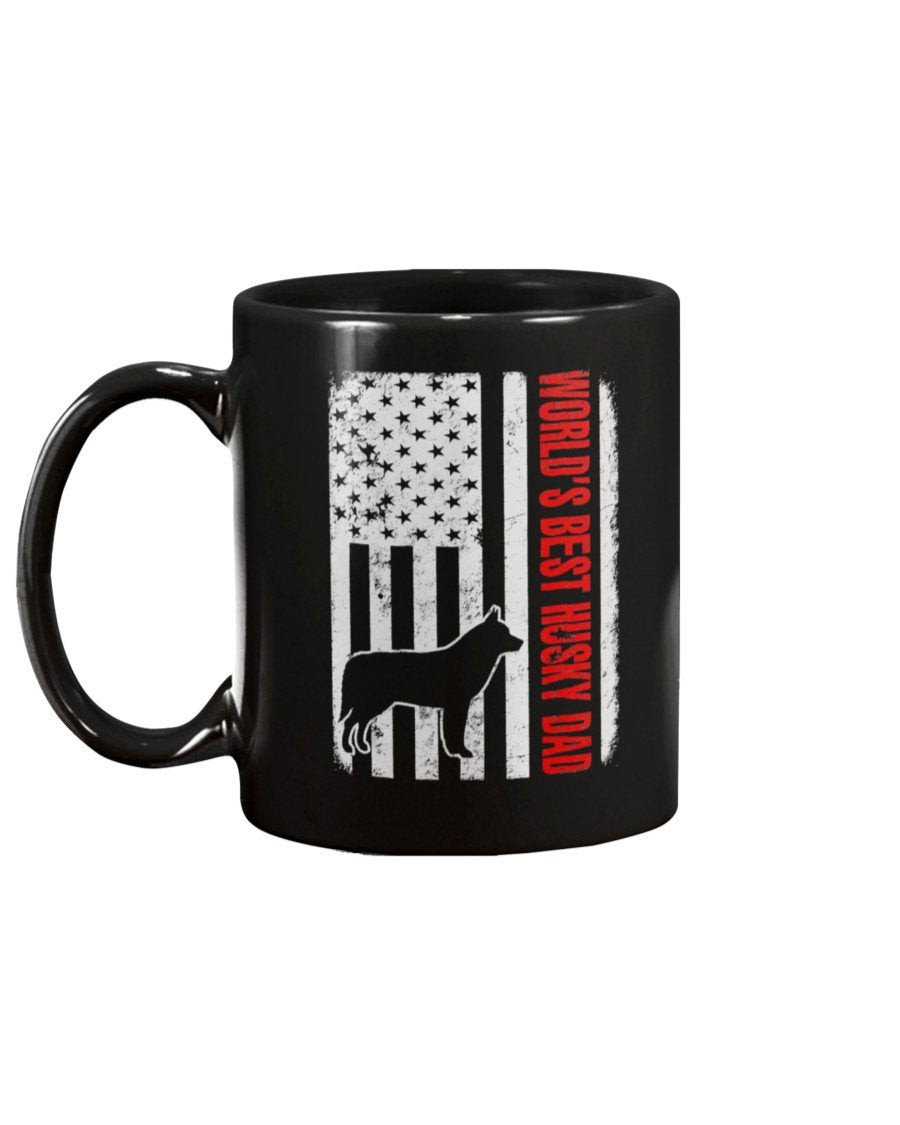 World's Best Husky Dad American Flag Mug - ATMTEE