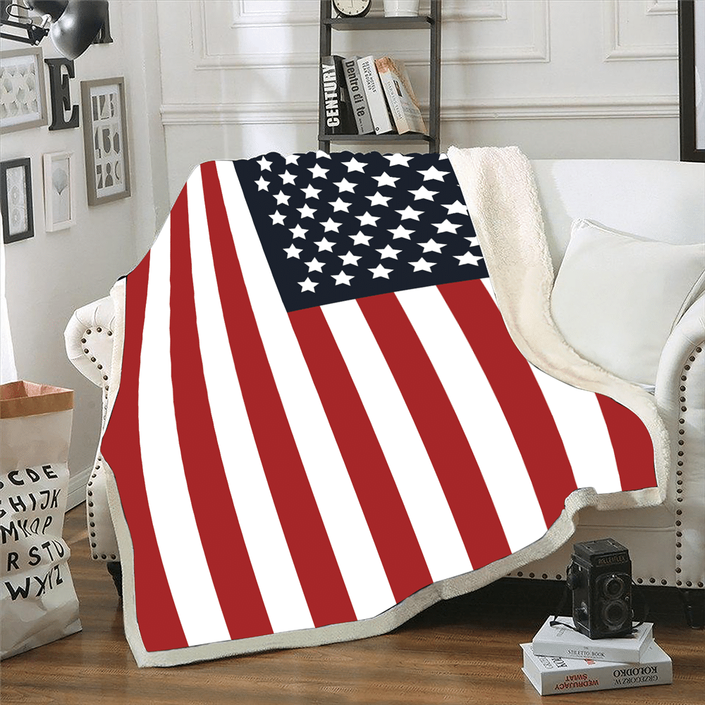 US Flag Blanket, Patriotic Flag Fleece Blanket - ATMTEE