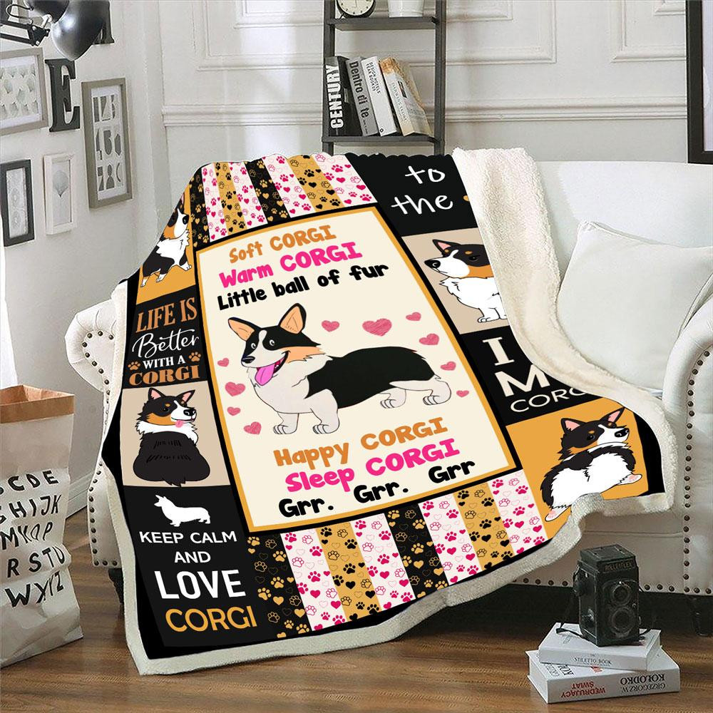 Soft Corgi Warm Corgi Little Ball Of Fur Corgi Dog Lover Gifts Fleece Blanket - ATMTEE