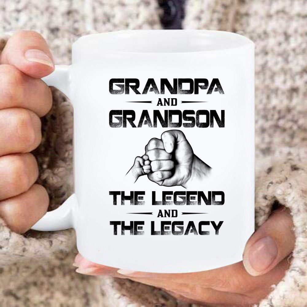 Grandpa And Grandson, The Legend And The Legacy White Mug