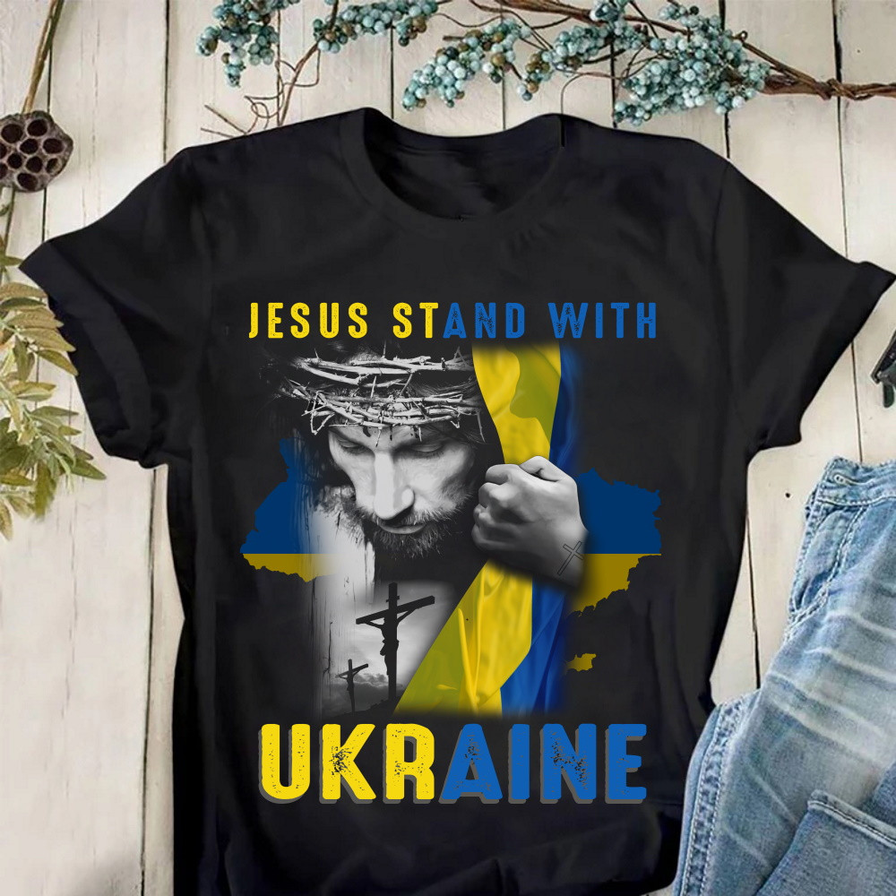 Christian Shirt, Jesus Stand With Ukraine Jesus T-Shirt KM2204