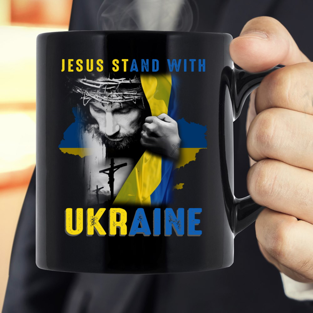 Jesus Stand With Ukraine Jesus Black Mug