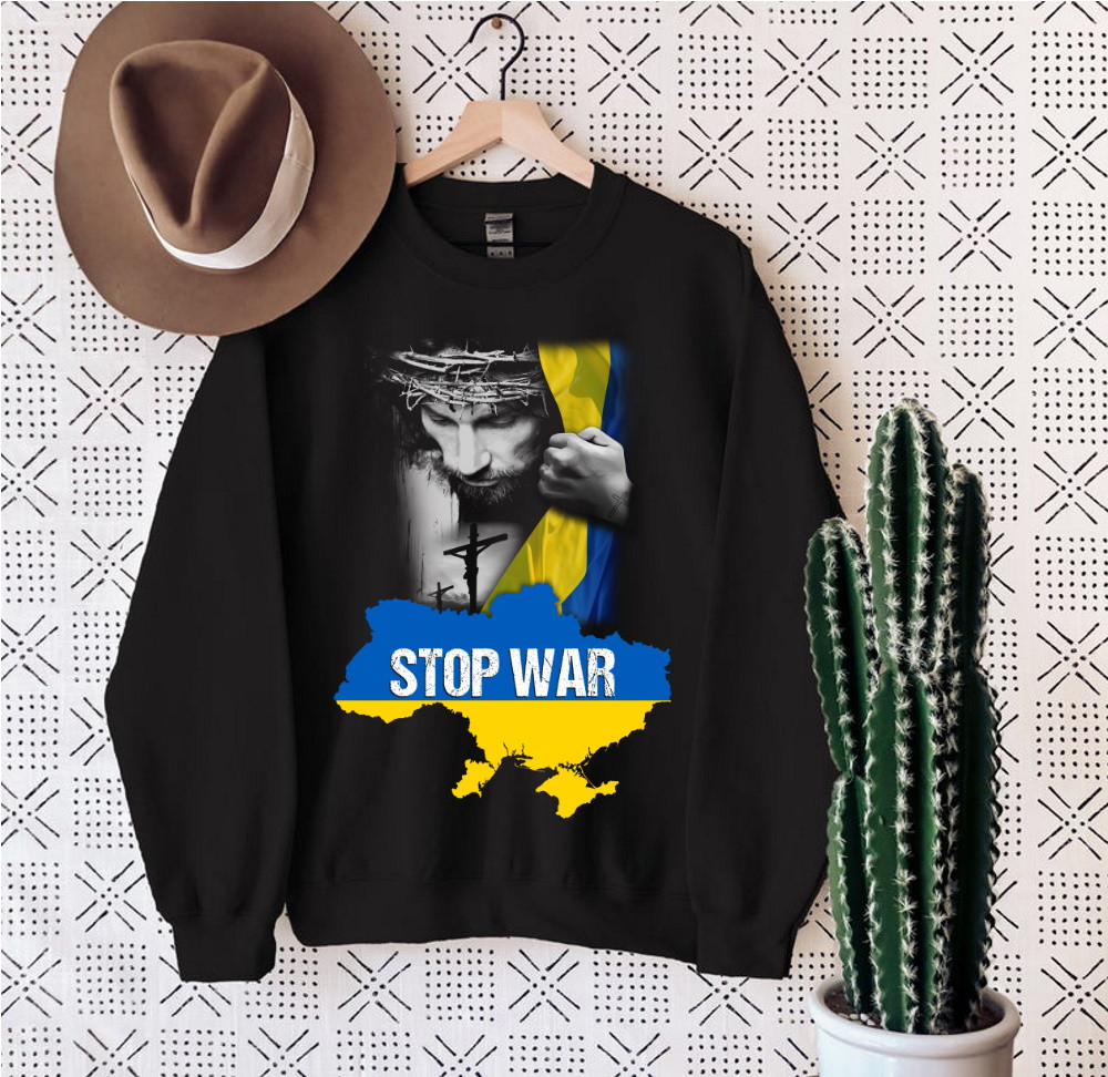 Christian Shirt, Jesus Stand With Ukraine, Stop War Jesus Sweatshirt
