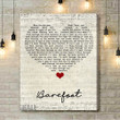 K.D. Lang Barefoot Script Heart Song Lyric Art Print - Canvas Print Wall Art Home Decor