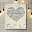 Bruce Springsteen Thunder Road Script Heart Song Lyric Art Print - Canvas Print Wall Art Home Decor