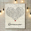 Jenn Grant Dreamer Script Heart Song Lyric Art Print - Canvas Print Wall Art Home Decor