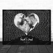 Customized Anniversary Gift Landscape Black Heart Wedding Photo Any Text Any Song Lyric Art Print - Personalized Canvas Print Wall Art Home Decor