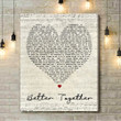 Better Together Jack Johnson Script Heart Song Lyric Art Print - Canvas Print Wall Art Home Decor