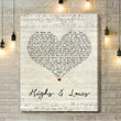 Alexander Jean Highs & Lows Script Heart Song Lyric Art Print - Canvas Print Wall Art Home Decor