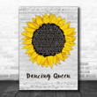 ABBA Dancing Queen Grey Script Sunflower Decorative Art Gift Song Lyric Print - Canvas Print Wall Art Home Decor