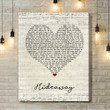 Kiesza Hideaway Script Heart Song Lyric Art Print - Canvas Print Wall Art Home Decor