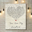 You Are My Sunshine Script Heart Song Print - Canvas Print Wall Art Home Decor