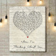 The Sundays When I'm Thinking About You Script Heart Song Lyric Art Print - Canvas Print Wall Art Home Decor