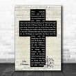 Christy Moore John O'Dreams Music Script Christian Memorial Cross Song Lyric Print - Canvas Print Wall Art Home Decor
