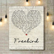 Lynyrd Skynyrd Freebird Script Heart Song Lyric Art Print - Canvas Print Wall Art Home Decor