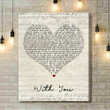 Jessica Simpson With You Script Heart Song Lyric Art Print - Canvas Print Wall Art Home Decor