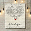 Faith Hill Beautiful Script Heart Song Lyric Art Print - Canvas Print Wall Art Home Decor