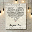 Usher Superstar Script Heart Song Lyric Art Print - Canvas Print Wall Art Home Decor