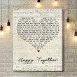 The Turtles Happy Together Script Heart Song Lyric Art Print - Canvas Print Wall Art Home Decor