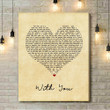 Jessica Simpson With You Vintage Heart Song Lyric Art Print - Canvas Print Wall Art Home Decor