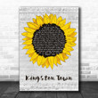 UB40 Kingston Town Grey Script Sunflower Song Lyric Music Art Print - Canvas Print Wall Art Home Decor