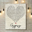 Gypsy Fleetwood Mac Script Heart Song Lyric Art Print - Canvas Print Wall Art Home Decor
