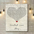 LANCO Greatest Love Story Script Heart Song Lyric Art Print - Canvas Print Wall Art Home Decor