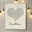 Bee Gees Emotion Script Heart Song Lyric Art Print - Canvas Print Wall Art Home Decor