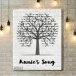 John Denver Annie_s Song Music Script Tree Song Lyric Quote Music Art Print - Canvas Print Wall Art Home Decor
