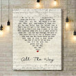 Billie Holiday All The Way Script Heart Song Lyric Art Print - Canvas Print Wall Art Home Decor