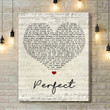 Ed Sheeran & Beyonce Perfect Script Heart Song Lyric Art Print - Canvas Print Wall Art Home Decor