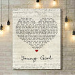 Gary Puckett & The Union Gap Young Girl Script Heart Song Lyric Music Art Print - Canvas Print Wall Art Home Decor