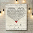 Maroon 5 She Will Be Loved Script Heart Song Lyric Quote Music Art Print - Canvas Print Wall Art Home Decor