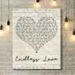 Lionel Richie & Mariah Carey Endless Love Script Heart Song Lyric Art Print - Canvas Print Wall Art Home Decor