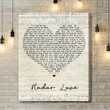 Golden Earring Radar Love Script Heart Song Lyric Music Art Print - Canvas Print Wall Art Home Decor