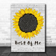 Michael Buble Best Of Me Grey Script Sunflower Song Lyric Art Print - Canvas Print Wall Art Home Decor