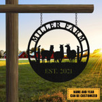 Personalized Metal Farm Sign Alpaca Monogram, Metal Laser Cut Metal Signs Custom Gift Ideas