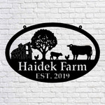 Metal Farm Sign ,barn And Cow And Chickens Personalized Family Name Metal Sign Wedding Gift Personalized Gift Metal Wall Art, Laser Cut Metal Signs Custom Gift Ideas 18x18IN