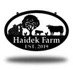 Metal Farm Sign ,barn And Cow And Chickens Personalized Family Name Metal Sign Wedding Gift Personalized Gift Metal Wall Art, Laser Cut Metal Signs Custom Gift Ideas