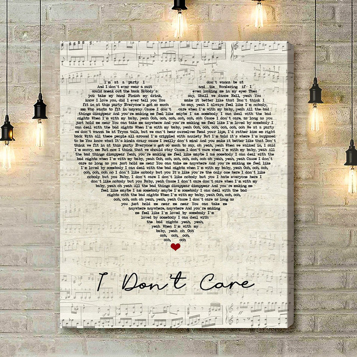 Ed Sheeran & Justin Bieber I Don't Care Script Heart Song Lyric Music Art Print - Canvas Print Wall Art Home Decor
