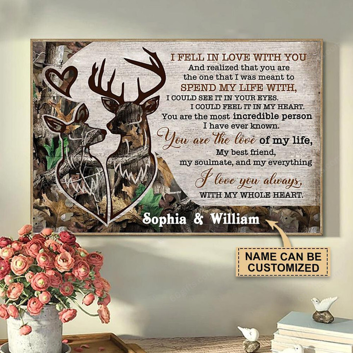 Personalized Valentine's Day Gifts Deer Couple Camo Best Anniversary Wedding Gifts - Customized Canvas Print Wall Art Home Decor