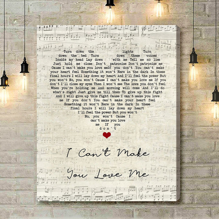 Josh Groban I Can't Make You Love Me Script Heart Song Lyric Art Print - Canvas Print Wall Art Home Decor