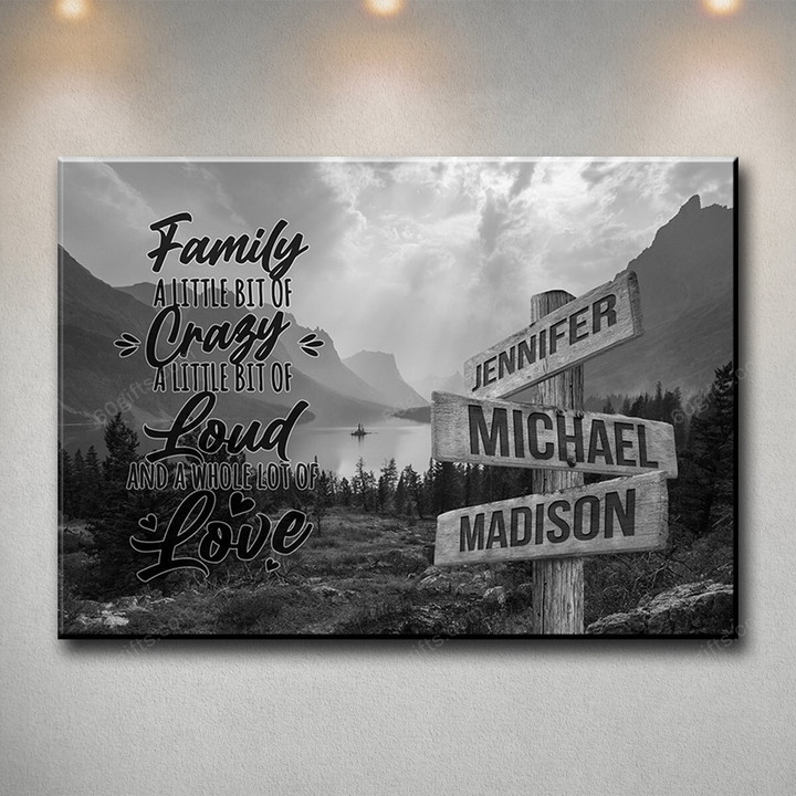 Personalized Valentine's Day Gifts Black Mountain Range Quote Anniversary Wedding Present - Customized Multi Names Canvas Print Wall Art Home Decor