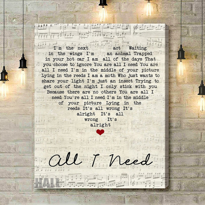 Radiohead All I Need Script Heart Song Lyric Art Print - Canvas Print Wall Art Home Decor