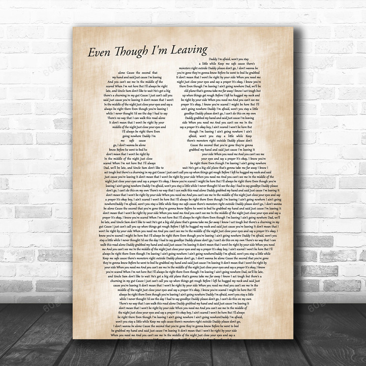 Luke Combs Even Though I'm Leaving Father & Child Decorative Art Gift Song Lyric Print - Canvas Print Wall Art Home Decor