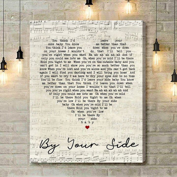 By Your Side Sade Script Heart Song Lyric Art Print - Canvas Print Wall Art Home Decor
